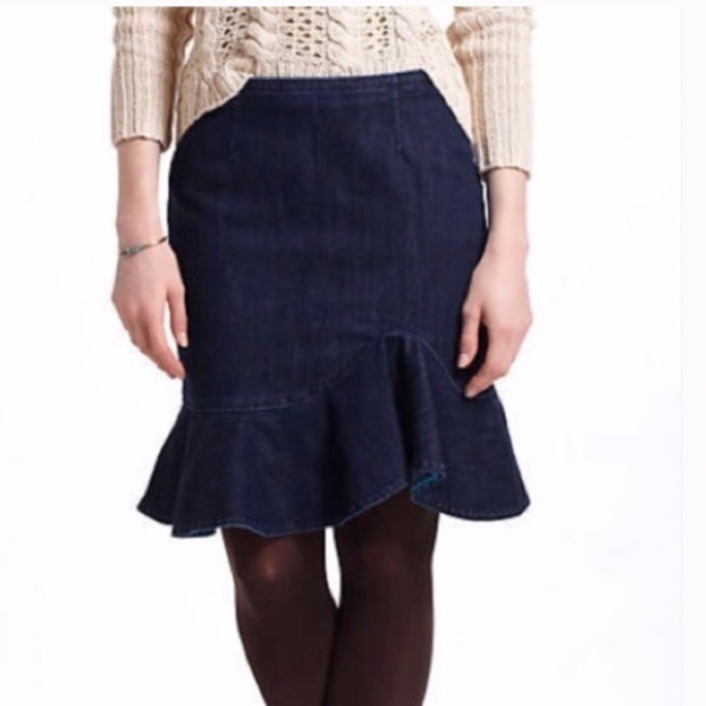 Anthropologie Leifsdottir Denim Ruffle Skirt